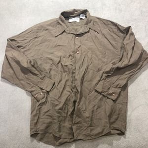 Policy Studio Mens Shirt Vintage Medium Long Sleeve Buttons Brown 90s